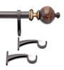 Brown Matte 36 Inch expandable to 66 Inch Iron Curtain Rod with Brackets