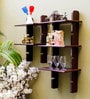Engineered Wood Ladder Floating Wall Shelf in Brown Colour