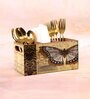 Brown Mdf Butterfly Mdf Wood Square 1 Pcs Cutlery Holder