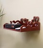 Engineered Wood Carved Wall Mounted Set Top Box Holder in Brown Colour