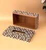 Brown & Gold Combo Tissue Box Holder with  Set of 6 Coaster Set