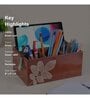 Brown Mdf Wood Rectangle 1 Pcs Cutlery Holder