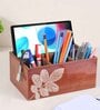Brown Mdf Wood Rectangle 1 Pcs Cutlery Holder