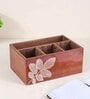 Brown Mdf Wood Rectangle 1 Pcs Cutlery Holder