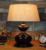 Brown Metal & Cotton Beige Colour Table Lamp