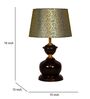 Brown Metal & Cotton Green & Gold Colour Table Lamp