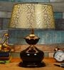 Brown Metal & Cotton Green & Gold Colour Table Lamp