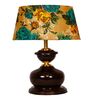 Brown Metal & Cotton Green & Yellow Colour Table Lamp