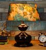 Brown Metal & Cotton Green & Yellow Colour Table Lamp