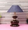 Brown Metal & Natural Fiber Blue Colour Table Lamp