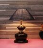 Brown Metal & Natural Fiber Blue Colour Table Lamp