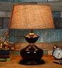 Brown Metal & Natural Fiber Brown Colour Table Lamp