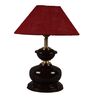 Brown Metal & Natural Fiber Maroon  Colour Table Lamp