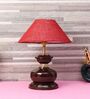 Brown Metal & Natural Fiber Maroon  Colour Table Lamp