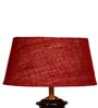 Brown Metal & Natural Fiber Maroon Colour Table Lamp