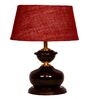 Brown Metal & Natural Fiber Maroon Colour Table Lamp