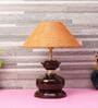 Brown Metal & Natural Fiber Mustard Colour Table Lamp
