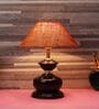 Brown Metal & Natural Fiber Mustard Colour Table Lamp