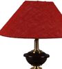 Brown Metal & Natural Fiber Red Colour Table Lamp