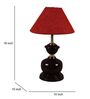 Brown Metal & Natural Fiber Red Colour Table Lamp