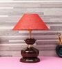 Brown Metal & Natural Fiber Red Colour Table Lamp