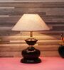 Brown Metal & Natural Fiber White Colour Table Lamp