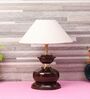 Brown Metal & Natural Fiber White Colour Table Lamp