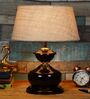 Brown Metal & Natural Fiber White Colour Table Lamp