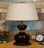 Brown Metal & Natural Fiber White Colour Table Lamp