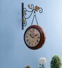 Brown Metal Analog Railway Clock