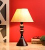 Brown Fabric Shade Table Lamp With Brown Base