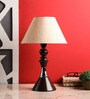 Brown Fabric Shade Table Lamp With Brown Base