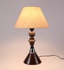 Brown Fabric Shade Table Lamp With Brown Base
