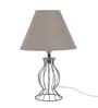 Brown Fabric Shade Table Lamp with Metal Base