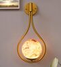 Brown Metal Wall Light Frosted Glass Globe Venus