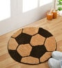 Football Shaped Brown Microfiber AntiSkid 22 X 22 Inches Bath Mat