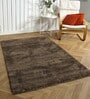 Brown Solid Microfibre 4 ft x 6 ft Machine Made Carpet