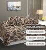 Brown Microfibre 240 TC 6 Pcs Diwan Set