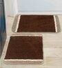 Brown Geometric Microfibre 24x16 Inches AntiSkid Bath Mats (Set of 2)