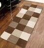 Brown Microfibre Geometric Runners 4 X 2 Feet Bedside Runner