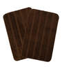 Brown Microfibre Plain Solid 32X20 Inches Antiskid Bath Mat (Set of 2)