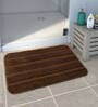 Brown Microfibre Plain Solid 32X20 Inches Antiskid Bath Mat (Set of 2)
