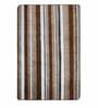 Brown Striped Microfibre 5 ft x 7 ft Hand Woven Carpet