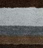 Brown Striped Microfibre 5 ft x 7 ft Hand Woven Carpet