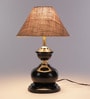 Caen Brown Natural Fiber Shade Night Lamp With Metal Base