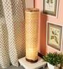 Comyo Brown Natural Fiber Shade Table Lamp With Wood Base