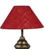Brown Natural Fiber Shade Table Lamp With Antique Base