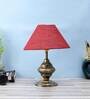 Brown Natural Fiber Shade Table Lamp With Antique Base