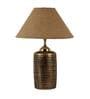 Brown Natural Fiber Shade Table Lamp With Antique Terracotta Base