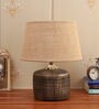 Brown Natural Fiber Shade Table Lamp With Antique Terracotta Base
